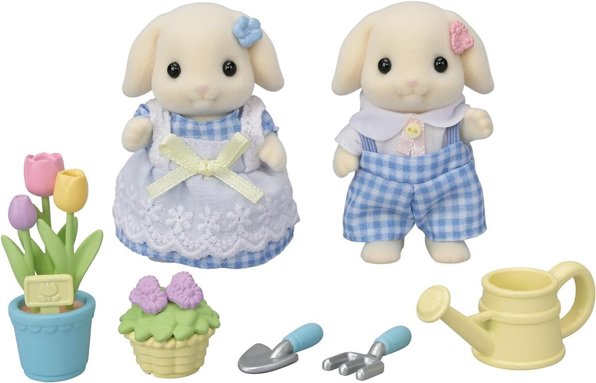 SYLVANIAN FAMILIES - BLOSSOM GARDENING SET - FLORA RABBIT SIBLING SET