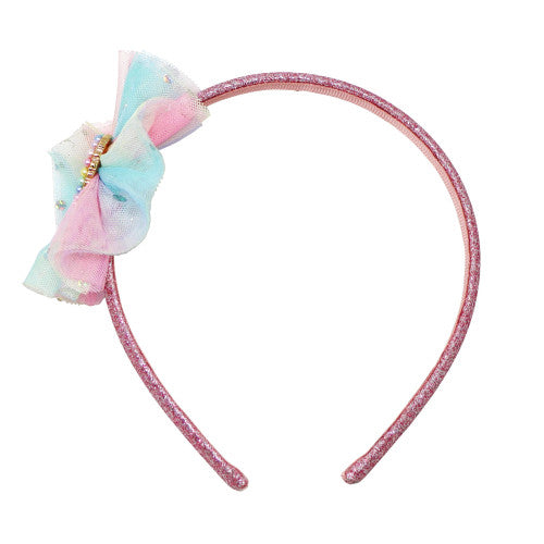 BARBIE RAINBOW FANTASY TULLE HEADBAND W/PEARL HEART PENDANT