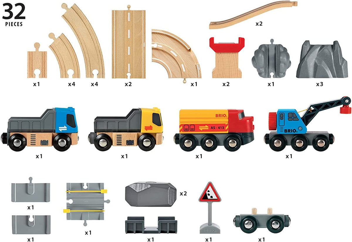 BRIO SET - RAIL & ROAD LOADING SET - 32 PIECES