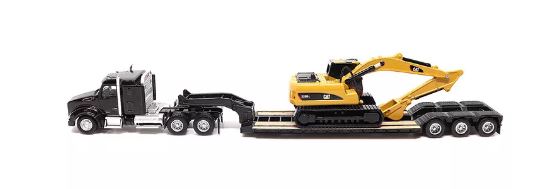 KENWORTH 1:87 40IN -SLEEPER TANDEM TRACTOR WITH LOWBOY TRAILER AND CAT 320D L HYDRAULIC EXCAVATOR