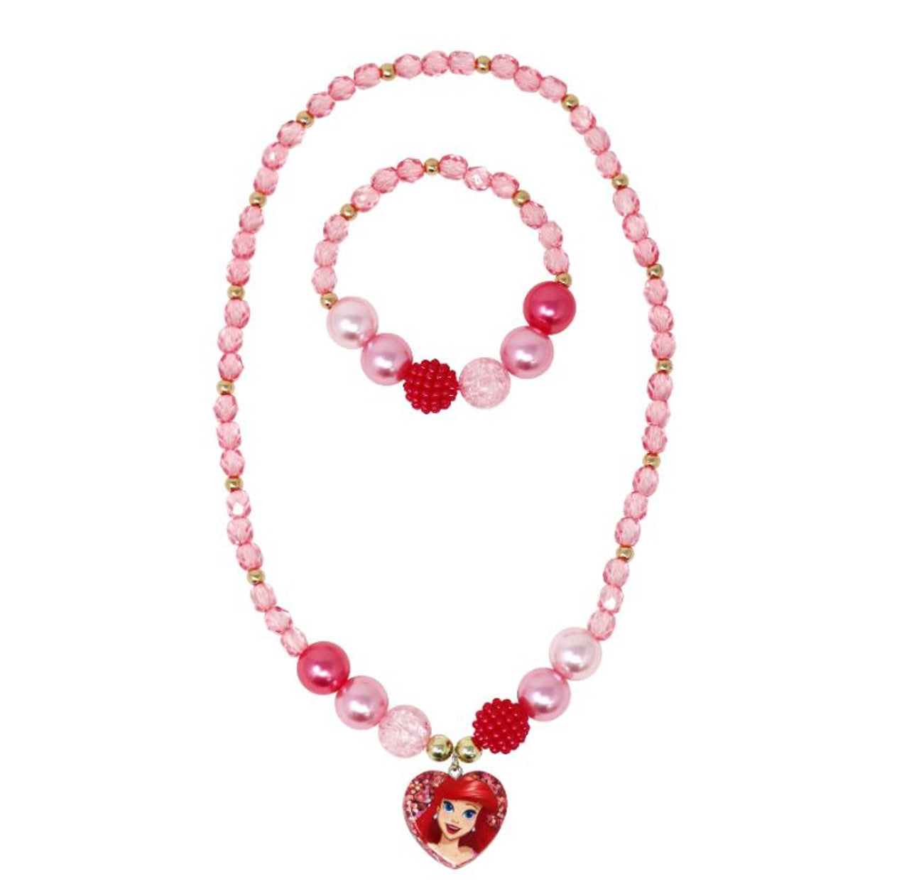 PINK POPPY - DISNEY PRINCESS ARIEL PENDANT STRETCH BEADED NECKLACE AND BRACELET