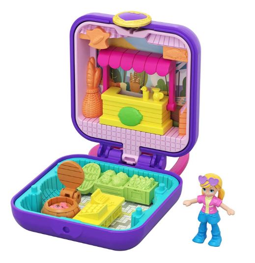 POLLY POCKET - TINY WORLD BIG SURPRISES COMPACT - PURPLE PINK HANDLE