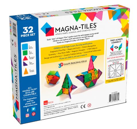 MAGNA-TILES CLASSIC CLEAR COLOUR 32 PIECE SET