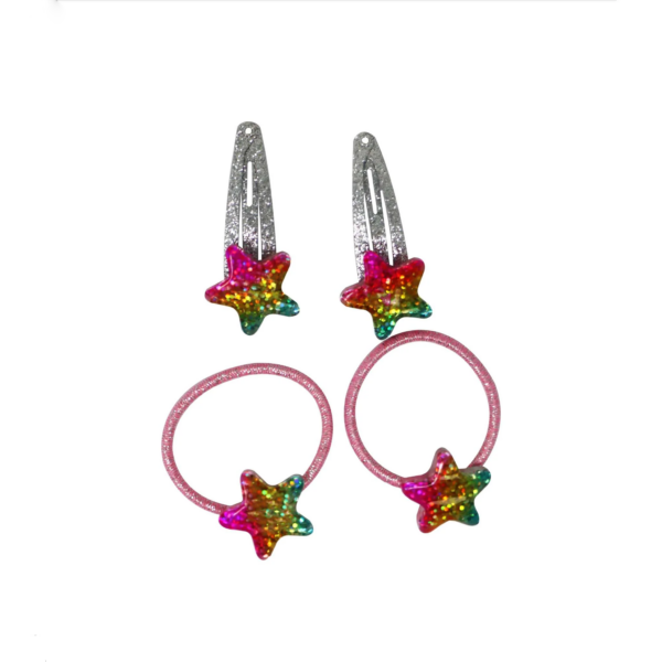 PINK POPPY - RAINBOW STAR SPARKLY HAIR ACCESSORIES SET