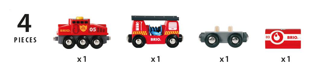 BRIO VEHICLE - RESCUE FIREFIGHTING TRAIN - 4 PIECES