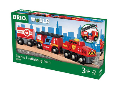 BRIO VEHICLE - RESCUE FIREFIGHTING TRAIN - 4 PIECES