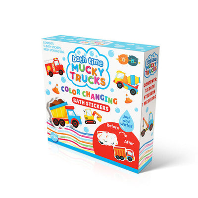 BUDDY & BARNY BATH TIME COLOUR CHANGING STICKERS - MUCKY TRUCKS