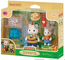 SYLVANIAN FAMILIES - EXCITING EXPLORATION SET - LATTE CAT BROTHER AND BABY