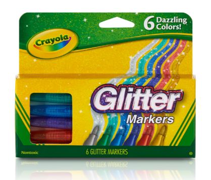 CRAYOLA GLITTER MARKERS 6 PACK