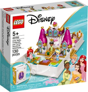 LEGO 43193 DISNEY PRINCESS ARIEL BELLE CINDERELLA AND TIANAS STORYBOOK ADVENTURES