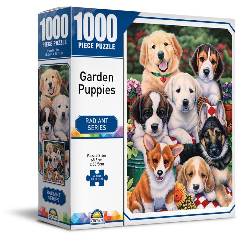 CROWN RADIANT SERIES - KITTENS & PUPPIES IN THE GARDEN 1000PC PUZZLE