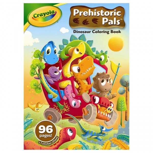 CRAYOLA PREHISTORIC PALS COLOURING BOOK WITH STICKERS 96PGS