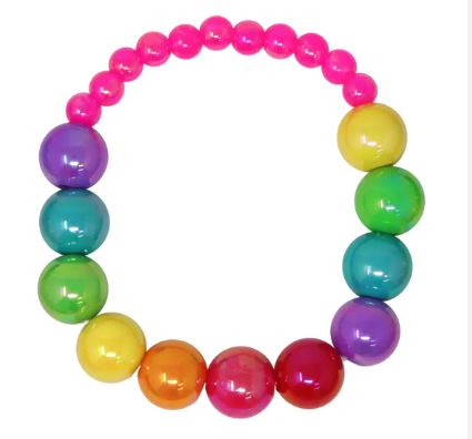 PINK POPPY RAINBOW BEADS BRACELET